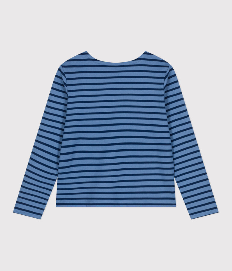 Gekn&ouml;pftes Damen-Streifenshirt Marini&egrave;re aus Baumwolle blau/blau