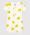 Kurzer Baby-Einteiler aus Baumwolle mit Pflanzenmuster weiss MARSHMALLOW/ ORGE