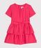 Kurzärmeliges Kinder-Kleid aus Leinenstoff für Mädchen rosa GLOSS