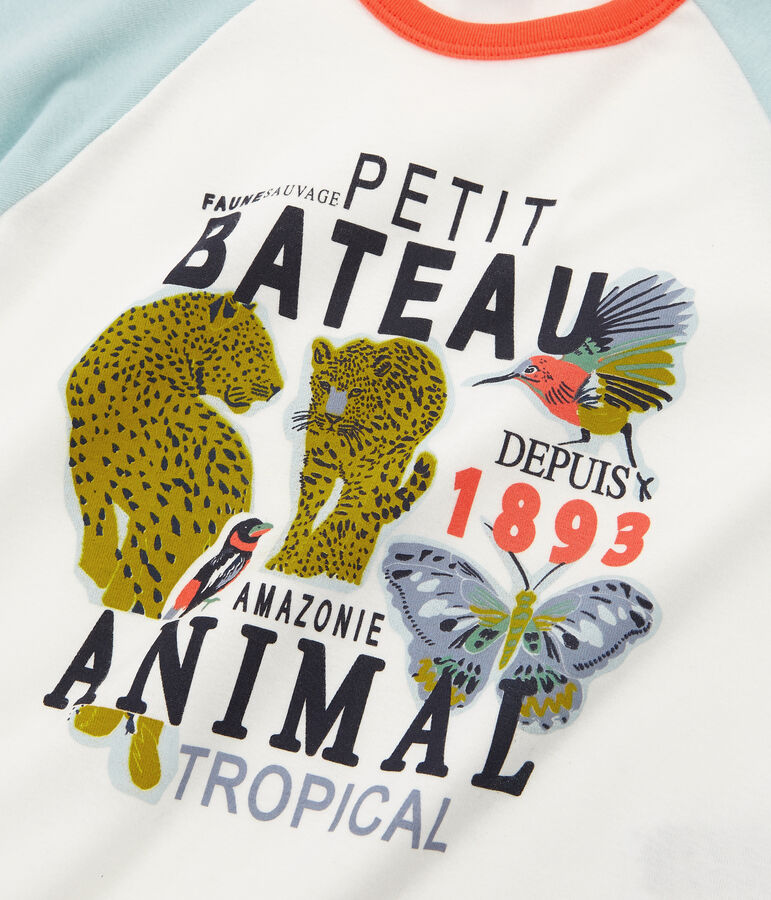 Rippstrick-Pyjama f&uuml;r kleine Jungen weiss MARSHMALLOW/weiss MULTICO