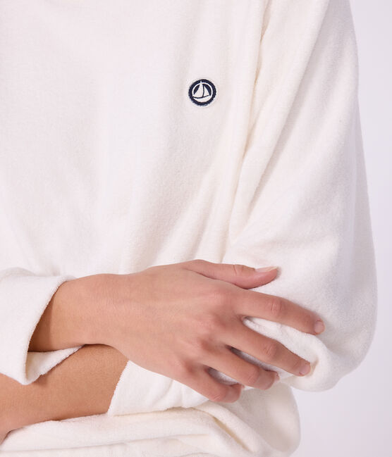 Damen-Pyjama aus einfarbigem Baumwoll-Frottee naturfarben MILK