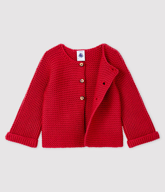 Baby-Cardigan für Mädchen aus Wolle und Baumwolle rosa POPPY