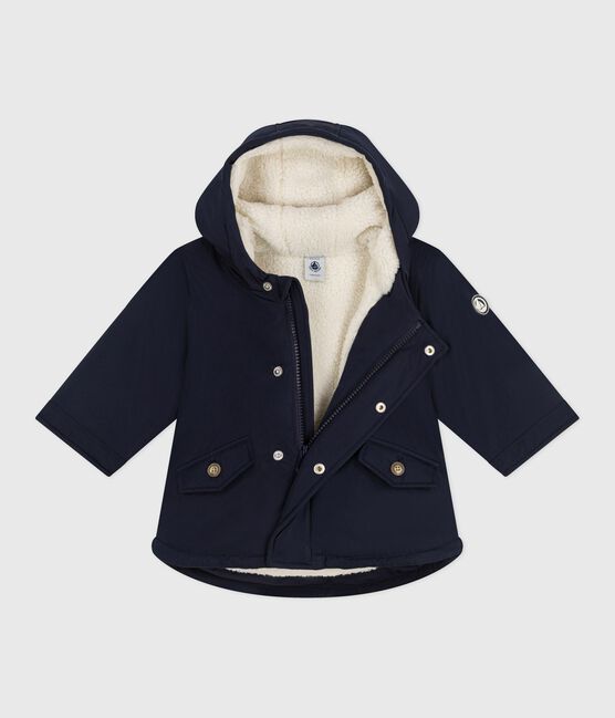 Halblanger Baby-Parka einfarbig blau SMOKING
