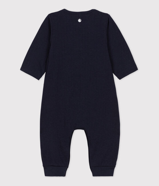 Langer unifarbener Baby-Overall aus Bio-Doppeljersey blau SMOKING