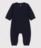 Langer unifarbener Baby-Overall aus Bio-Doppeljersey blau SMOKING