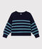 Gestreifter Kinderpullover aus Wolle und Baumwolle für Mädchen/Jungen SMOKING/ AZUL
