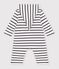 Gestreifter Baby-Overall mit Kapuze weiss/blau