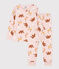 Pyjama aus Molton mit Tiermotiv rosa SALINE/weiss MULTICO