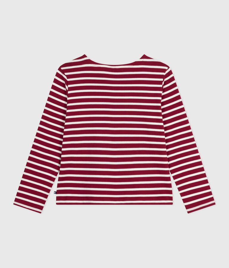 Damen-Streifenshirt Marini&egrave;re aus Baumwolle rot/naturfarben