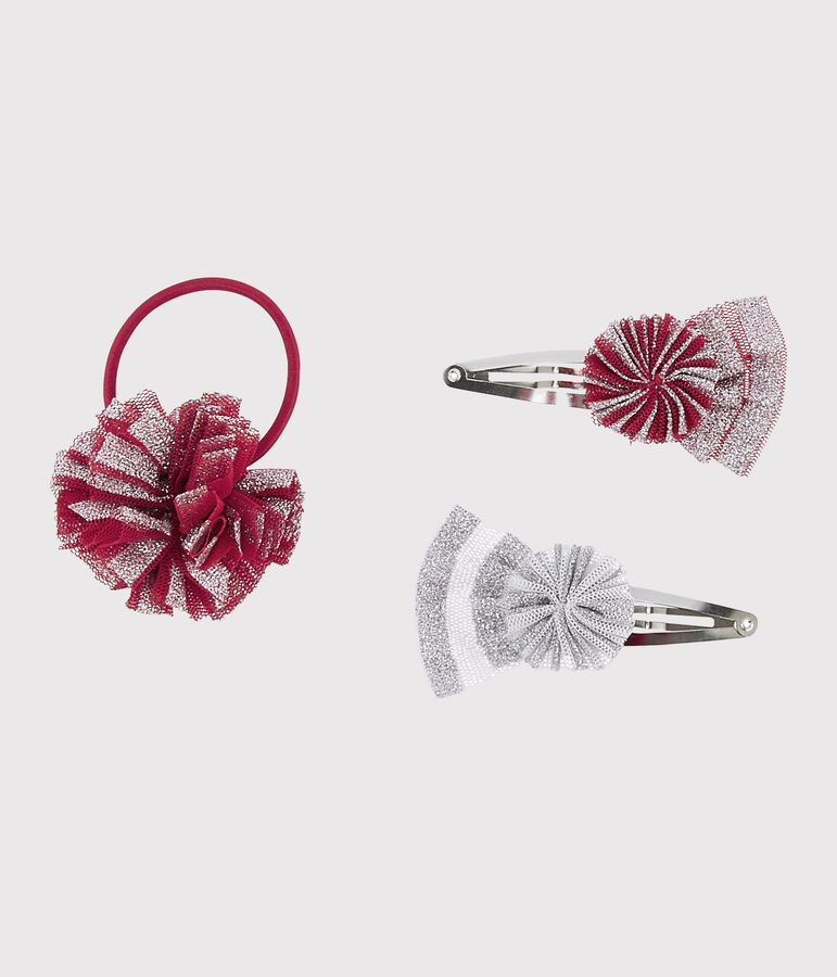 Set mit Haarspange und Haargummi f&uuml;r M&auml;dchen vielfarbig