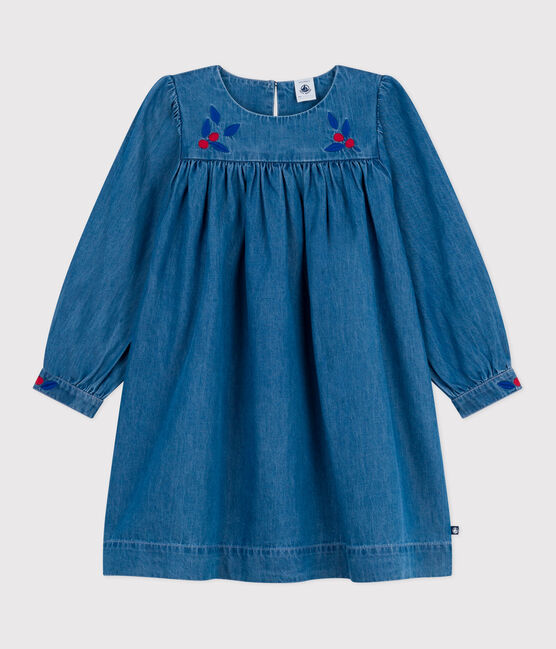 Langärmeliges Kinder-Kleid aus Denim blau DENIM CLAIR