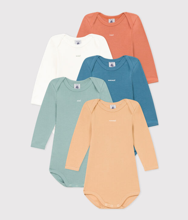 5er-Set lang&auml;rmelige Baby-Bodys aus Baumwolle vielfarbig