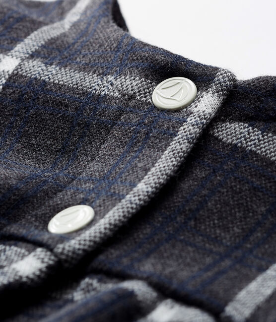 Karierter Baby-Cardigan für Mädchen schwarz CITY/weiss MULTICO
