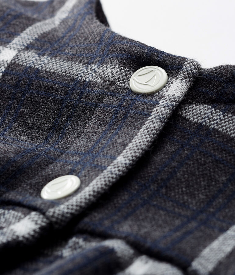 Karierter Baby-Cardigan f&uuml;r M&auml;dchen grau/vielfarbig