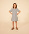 Kurzärmeliges gestreiftes Kleid aus Baumwolle Kinder/Mädchen weiss AVALANCHE/blau SMOKING