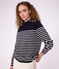 Damen-Marinepullover aus Baumwolle und Baumwolle mit Streifen blau/weiss