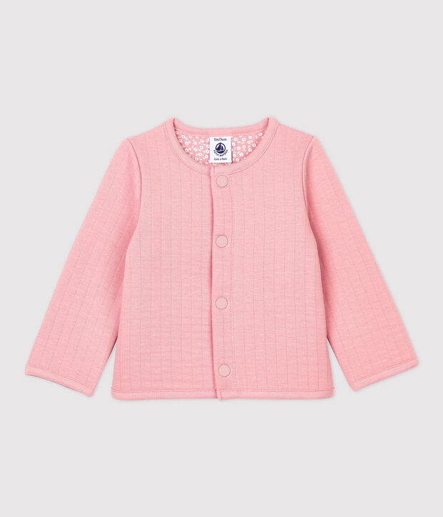 Baby-Cardigan aus gestepptem Doppeljersey. rosa