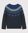 Kinderpullover aus Wolle und Baumwolle für Jungen blau SMOKING/weiss MULTICO