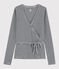 Wickel-Cardigan aus gestreifter Baumwolle Damen blau SMOKING/weiss MARSHMALLOW