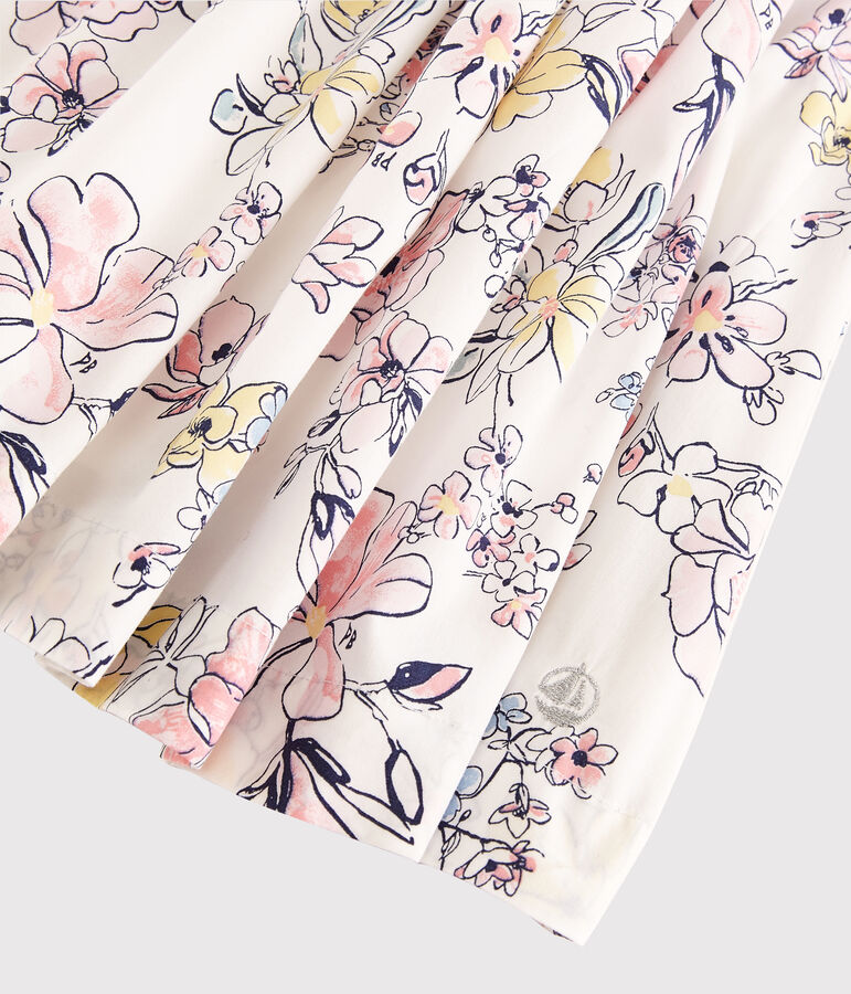 Festliches Kinderkleid aus Popeline f&uuml;r M&auml;dchen weiss/vielfarbig