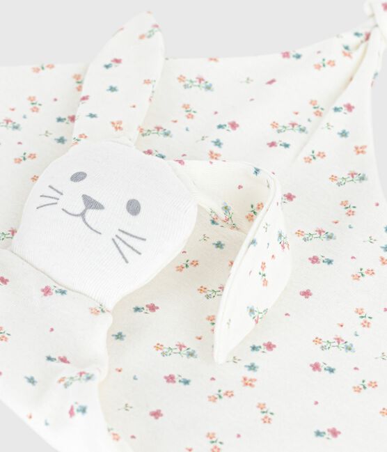 Baby-Kuscheltier aus Baumwolle mit Blumenmotiv weiss MARSHMALLOW/weiss MULTICO