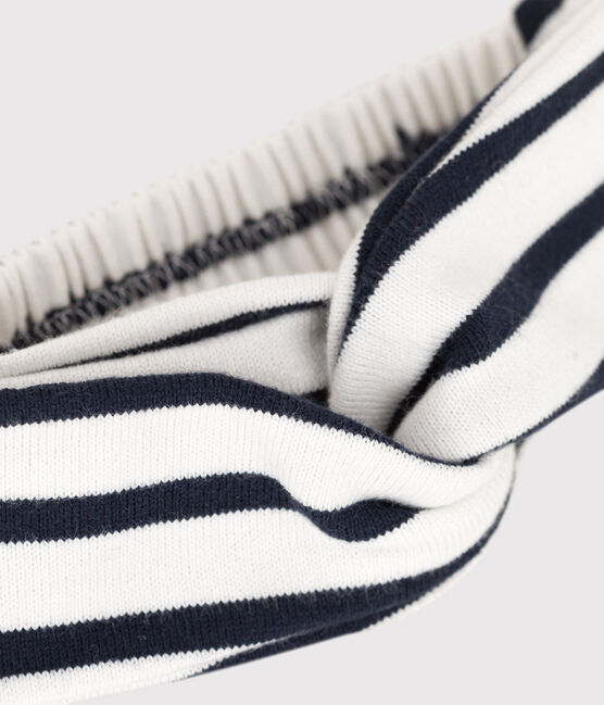 Gestreiftes Baby-Haarband aus Jersey weiss MARSHMALLOW/blau SMOKING