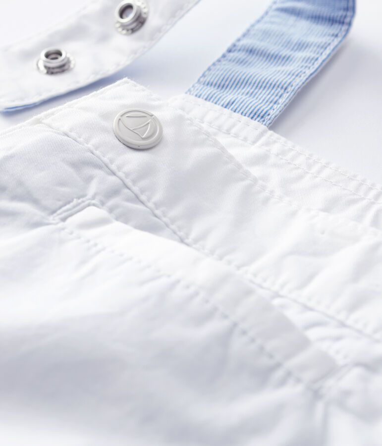 Kurze Baby-Latzhose aus Sergestoff f&uuml;r Jungen weiss