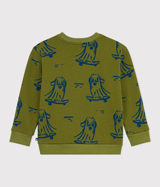 Kinder-Sweatshirt aus gemusterter Baumwolle blau CEDAR/ OLYMPIC