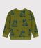Kinder-Sweatshirt aus gemusterter Baumwolle blau CEDAR/ OLYMPIC