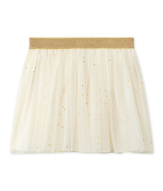Mädchen-Tüllrock mit Sternenmuster beige COQUILLE/gelb DORE