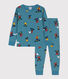 Kinderpyjama aus Baumwolle mit Snowboard-Motiv