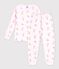 Kinder-Pyjama aus Molton mit Skifahrern rosa/vielfarbig