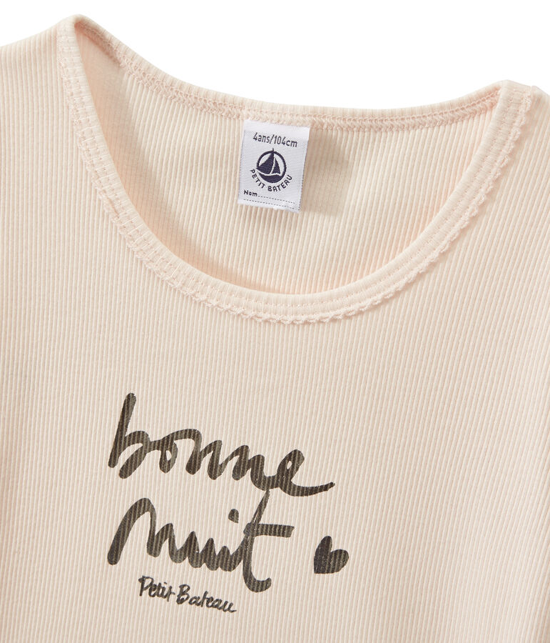 Kurzer M&auml;dchen-Schlafanzug im Materialmix weiss LAIT/rosa ROSE/ FLEUR