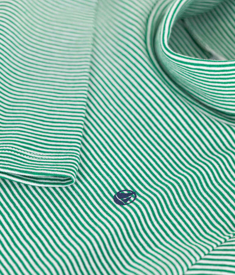 Kinder-Rollkragenshirt aus Baumwolle f&uuml;r M&auml;dchen und Jungen gr&uuml;n/weiss