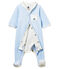 Baby-bodyjama jungen aus samt mit ringelstreifen blau FRAICHEUR/weiss ECUME