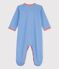 Gestreifter Baby-Strampler aus Bio-Baumwolle blau BRASIER/grau MARSHMALLOW