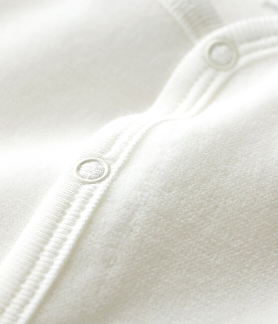 Baby-Strampler in Weiß aus Bio-Baumwoll-Velours mit Petit Bateau im Siebdruck weiss MARSHMALLOW/beige PERLIN