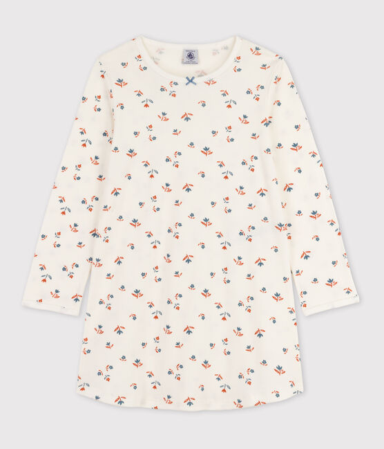 Baumwoll-Nachthemd mit Blumenmotiv für Mädchen weiss MARSHMALLOW/weiss MULTICO