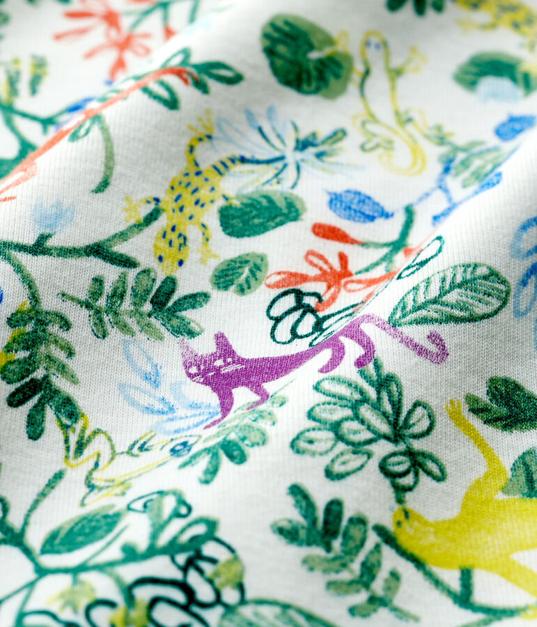 Baby-Strampler aus Baumwolle mit Dschungel-Motiv weiss MARSHMALLOW/weiss MULTICO