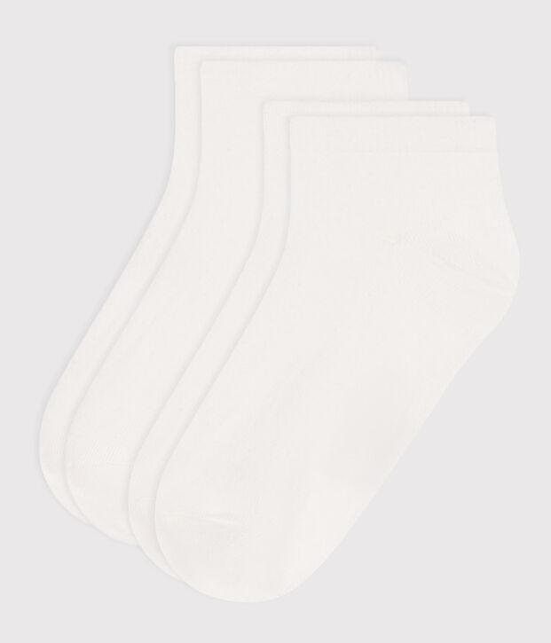 2er-Set kurze Kinder-Socken aus einfarbiger Baumwolle weiss