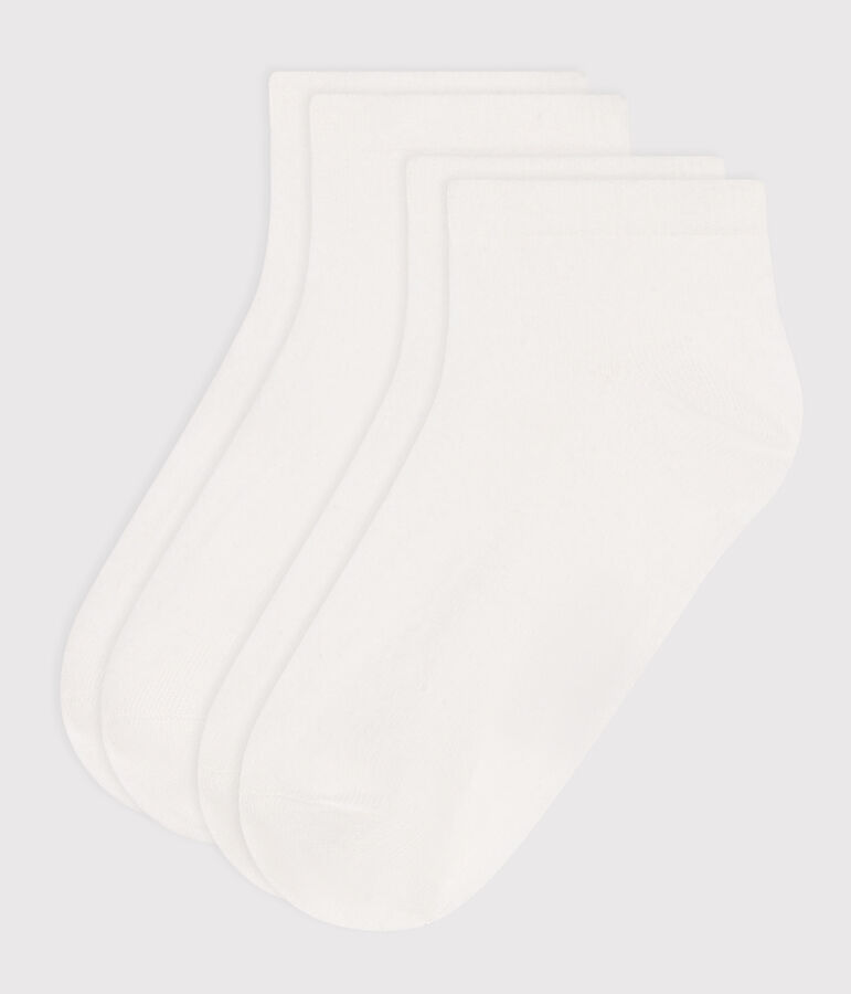 2er-Set kurze Kinder-Socken aus einfarbiger Baumwolle weiss