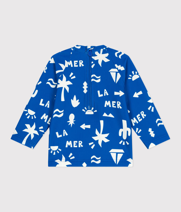 Baby-T-Shirt mit UV-Schutz, Strandmotive blau/weiss