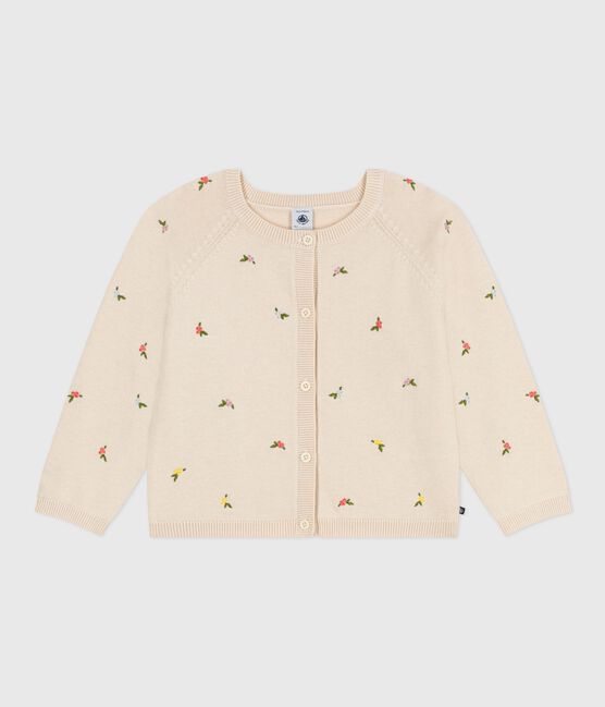 Kinder-Cardigan aus Wolle und Baumwolle mit gestickten Motiven weiss AVALANCHE/ MULTICO