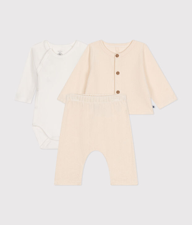 3er-Set aus Frottee f&uuml;r Baby naturfarben
