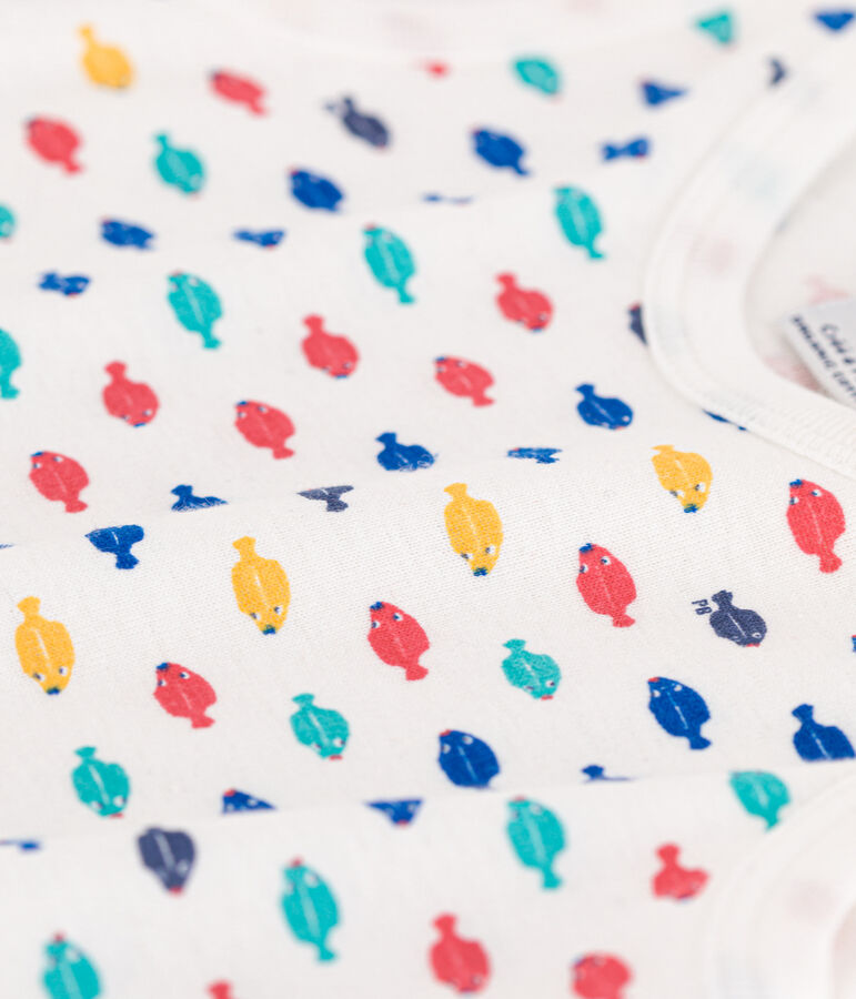 Baby-Kurzoverall aus Baumwolle mit Meerestieren weiss/vielfarbig