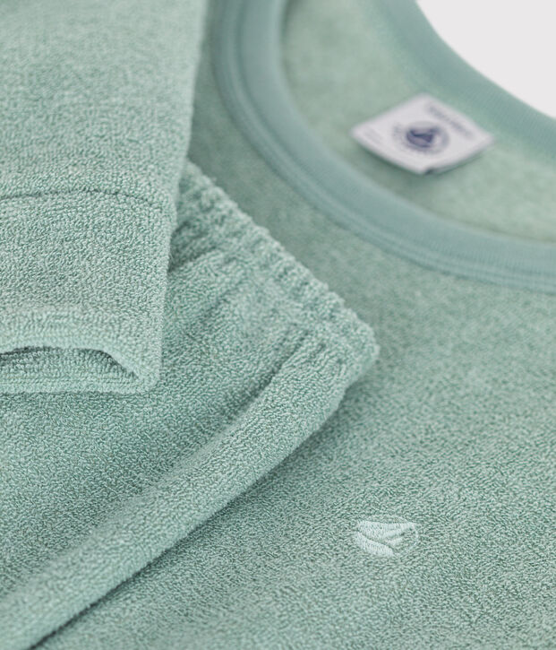 Kinder-Pyjama aus aufgerautem einfarbigen Frottee gr&uuml;n