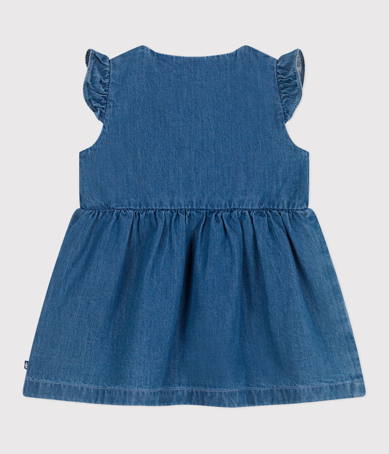 &Auml;rmelloses Baby-Kleid aus leichtem Jeansstoff blau DENIM CLAIR