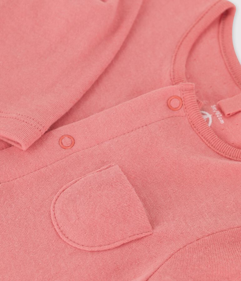 Langer einfarbiger Baby-Overall aus Bio-Doppeljersey rosa