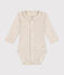 Langärmeliger Baby-Body aus Baumwolle mit Kragen beige MONTELIMAR CHINE
