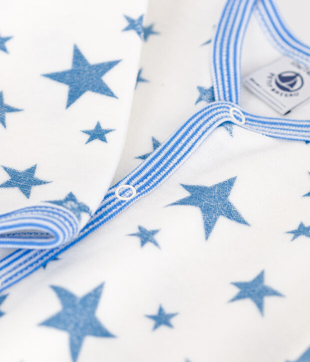 Strampler aus Nicki mit Sternmotiv weiss/blau